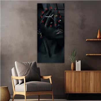 Vertical Art Themed Glass Wall Art with Clock at the Top 078