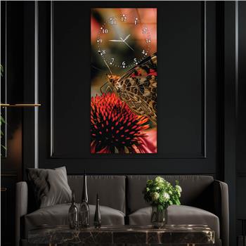 Vertical Art Themed Glass Wall Art with Clock at the Top 069