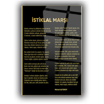 İSTİKLAL MARŞI YAZILI CAM TABLO