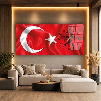 Tableau en verre sur le thème de la nation avec horloge latérale horizontale   004