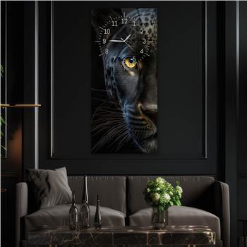 Tableau en verre à thème art et nature vertical avec horloge en haut 080