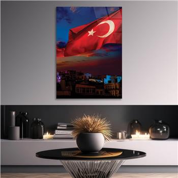 Turkish Flag Glass Wall Art