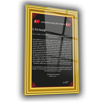 ÇERÇEVE GÖRSELLİ GENÇLİĞE HİTABE YAZILI CAM TABLO 