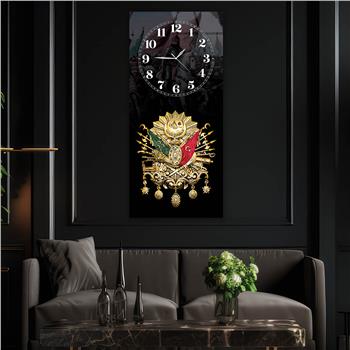 Vertical National Themed Glass Wall Art with Clock at the Top 009