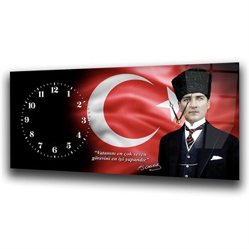 İstikbal Göklerdedir Atatürk Saatli Cam Tablo