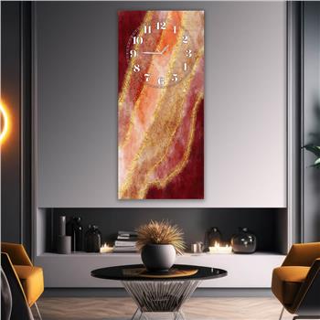 Vertical Art Themed Glass Wall Art with Clock at the Top 026