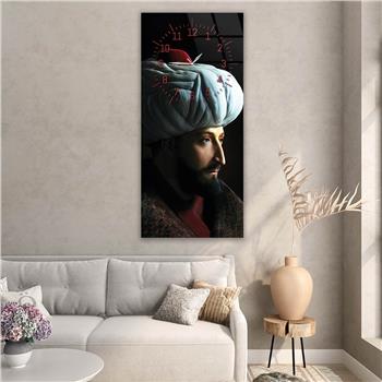 Vertical National Themed Glass Wall Art with Clock at the Top 038