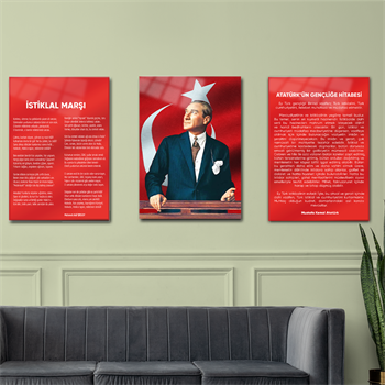 Het Turkse Volkslied, Oproep aan de jeugd en Atatürk Glasschilderijset