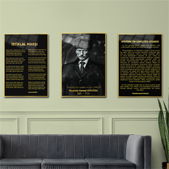 Het Turkse Volkslied, Oproep aan de jeugd en Atatürk Glasschilderijset