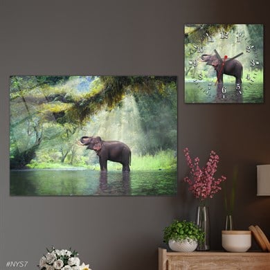 bedrucktes Glas und quadratisches Glasuhrenset 