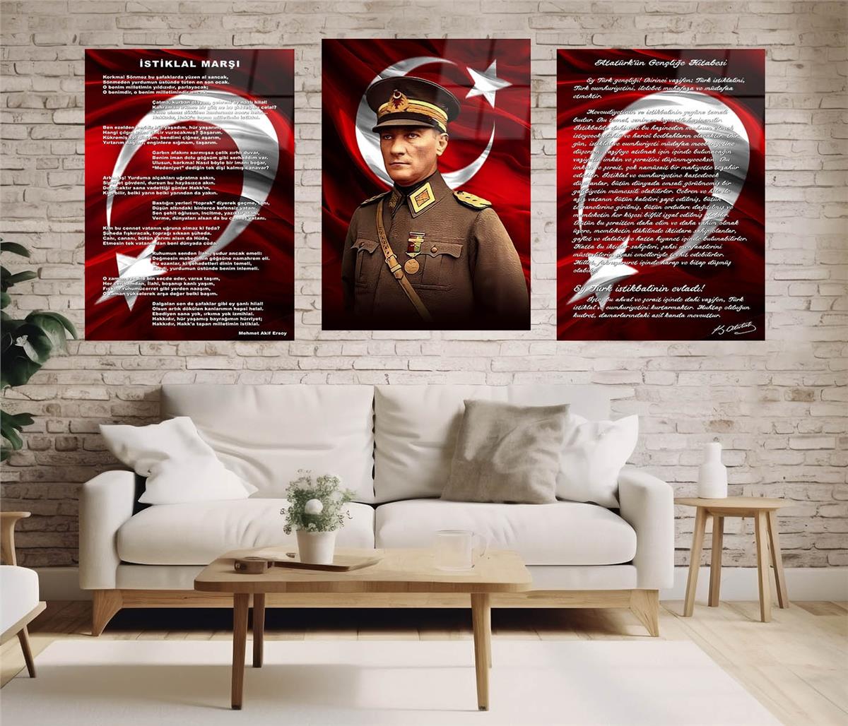  3'lü Set VatanTemalı Cam Tablo 27
