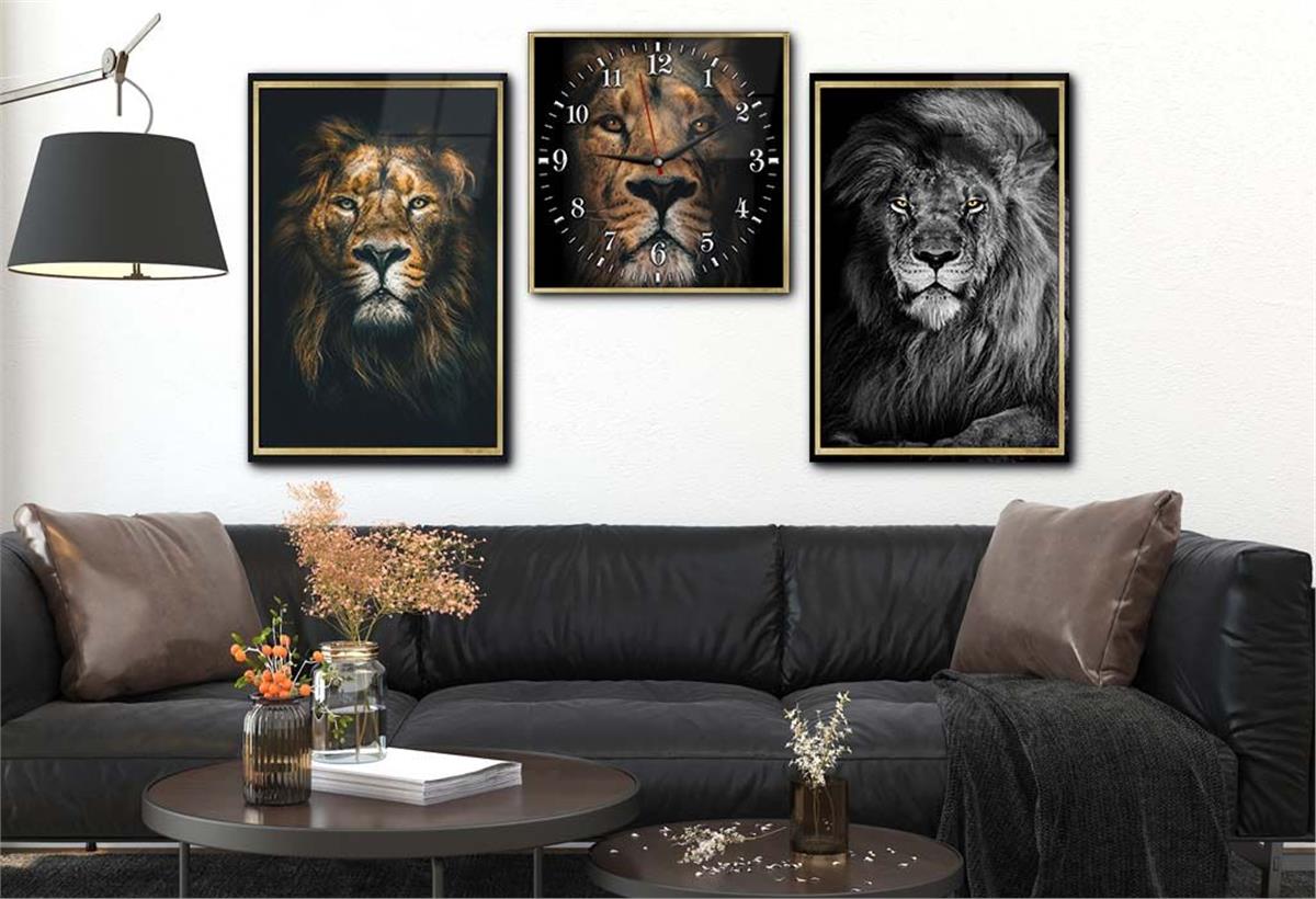 Tempered Glasss Wall Arts Art-Themed Set with Clock