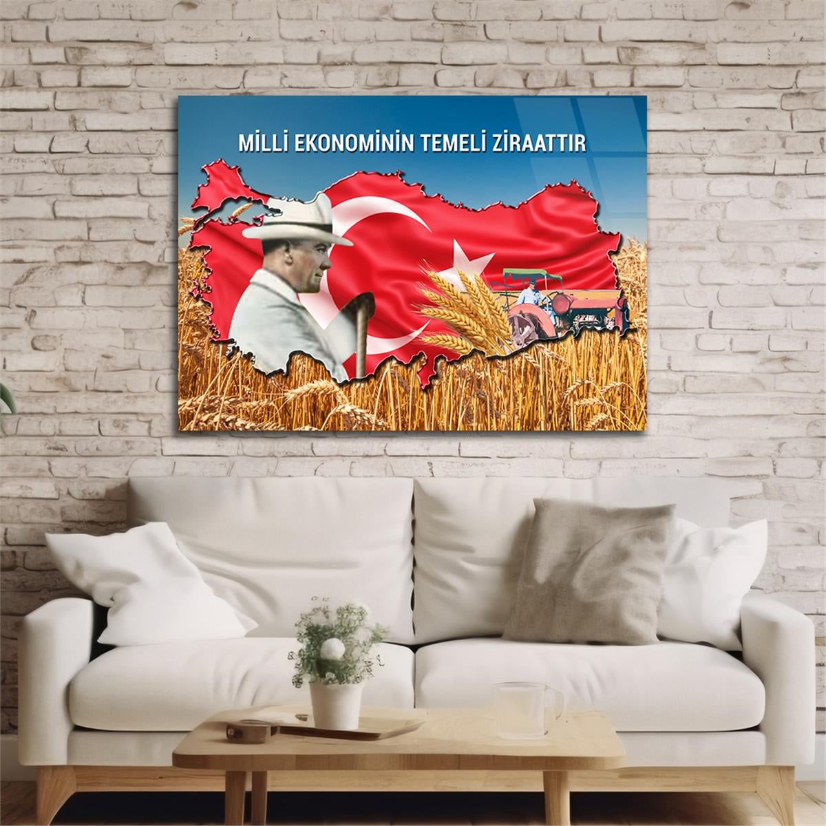 Yatay VatanTemalı Cam Tablo 121