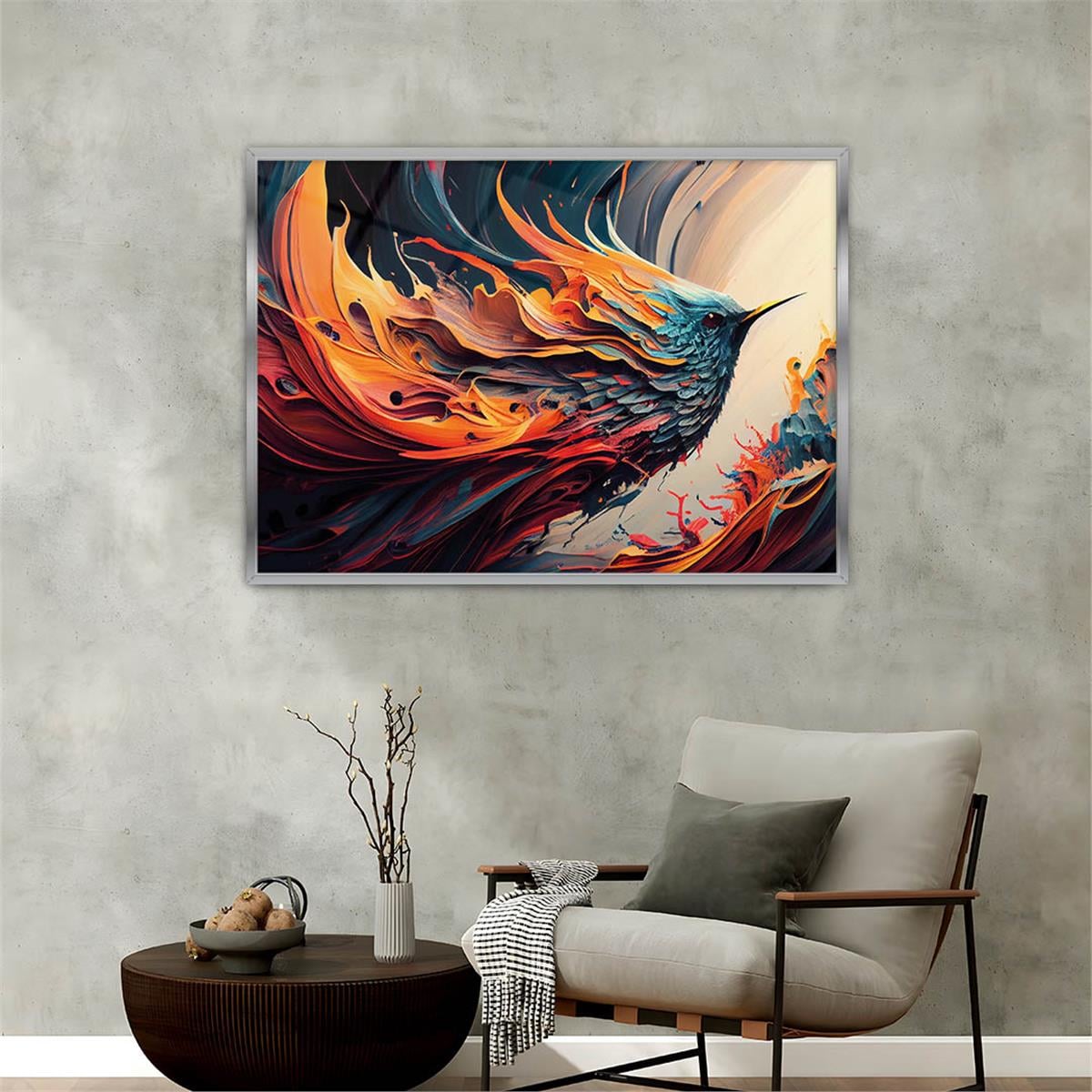 Aluminum-Framed Art-Themed Tempered Glass Wall Art 050
