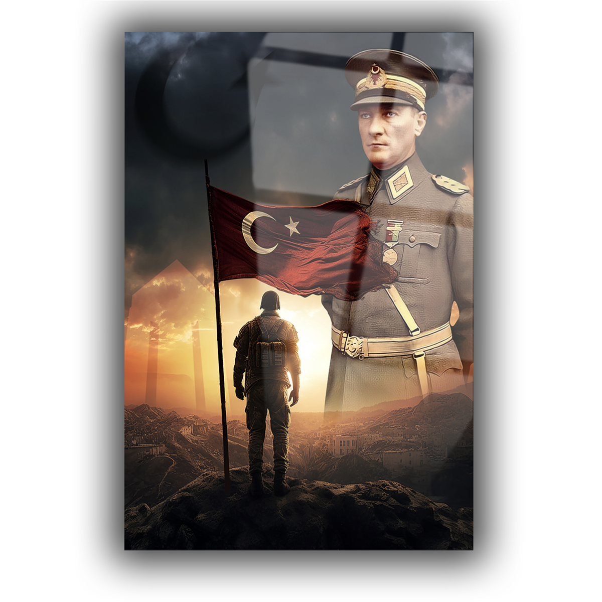 Dikey VatanTemalı Cam Tablo 181