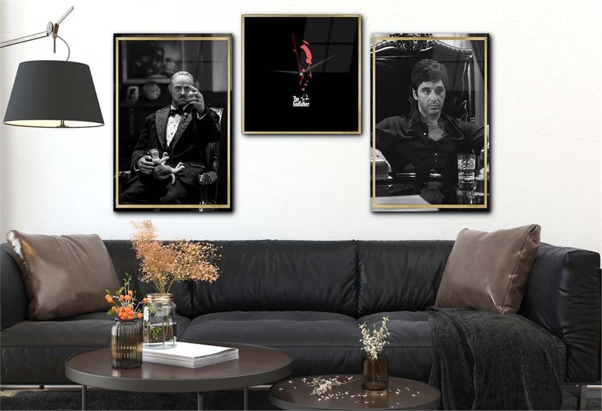 Tempered Glasss Wall Arts Art-Themed Set with Clock