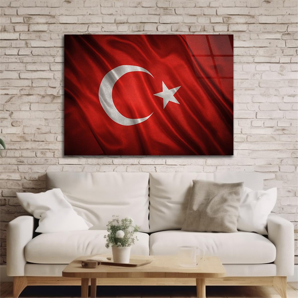 Yatay VatanTemalı Cam Tablo 116