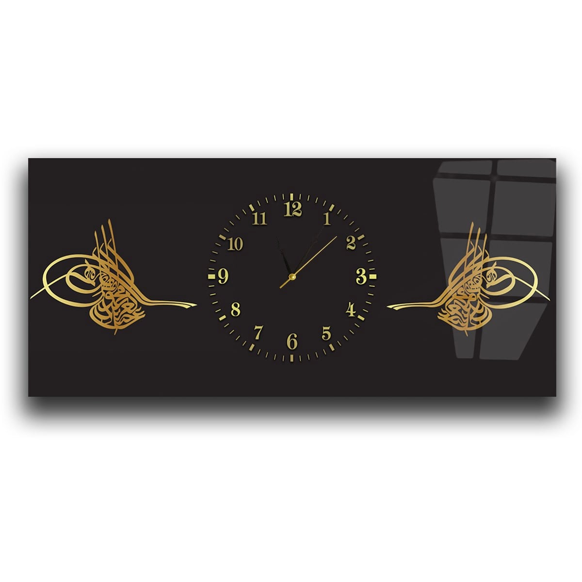 Tableau en verre à thème religieux avec horloge centrale horizontale  107