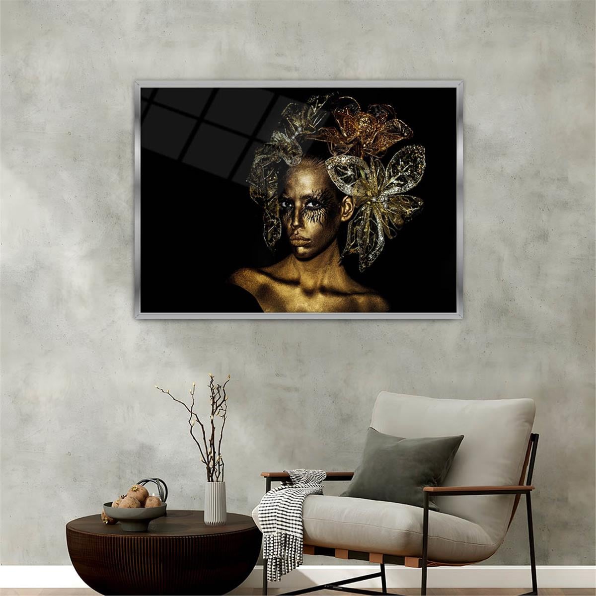 Aluminum-Framed Art-Themed Tempered Glass Wall Art 095