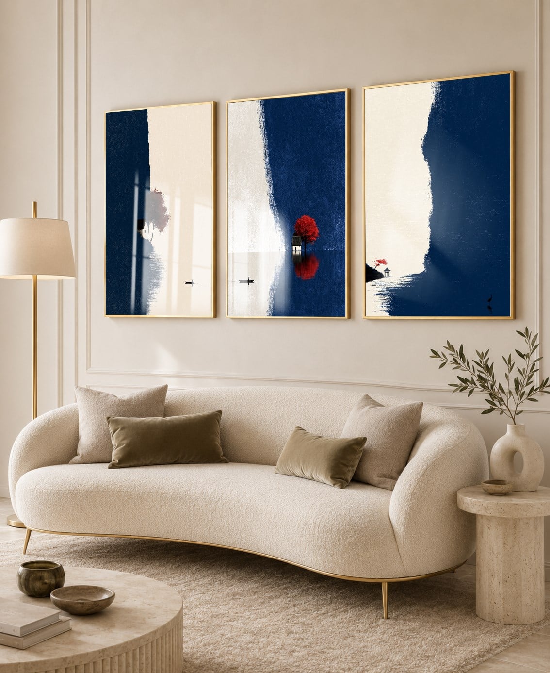 Alüminyum Çerçeveli Sanat Temalı 3'lü Set CAM Tablo 0006