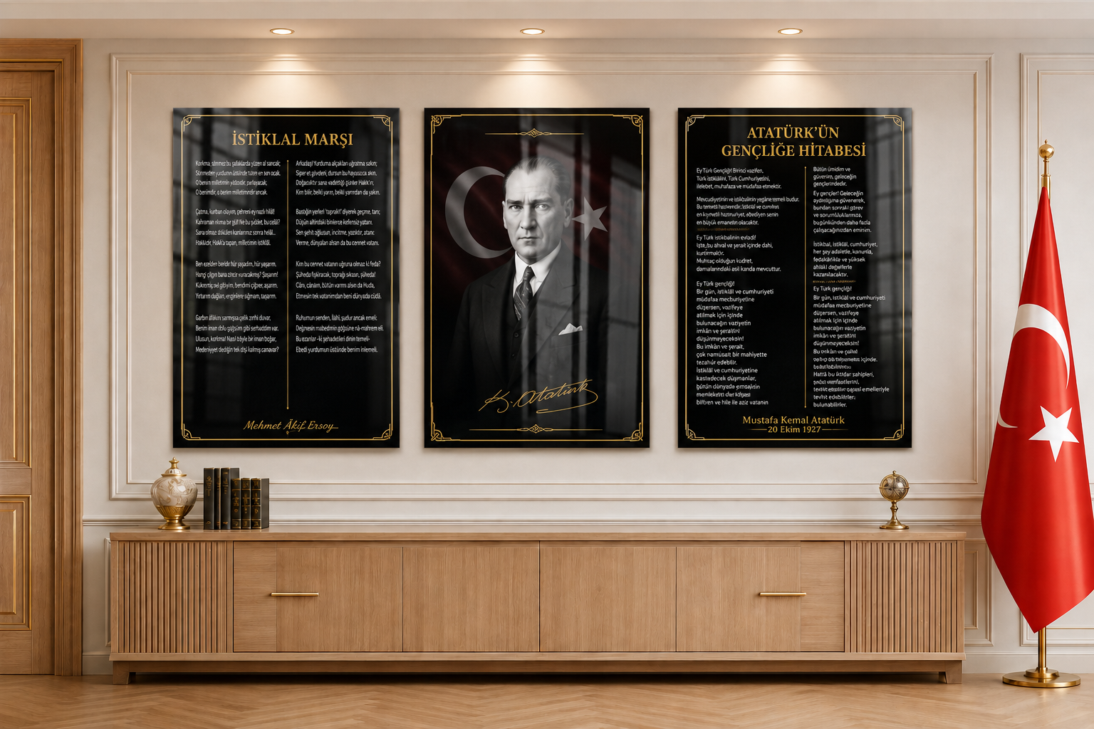  3'lü Set VatanTemalı Cam Tablo 32