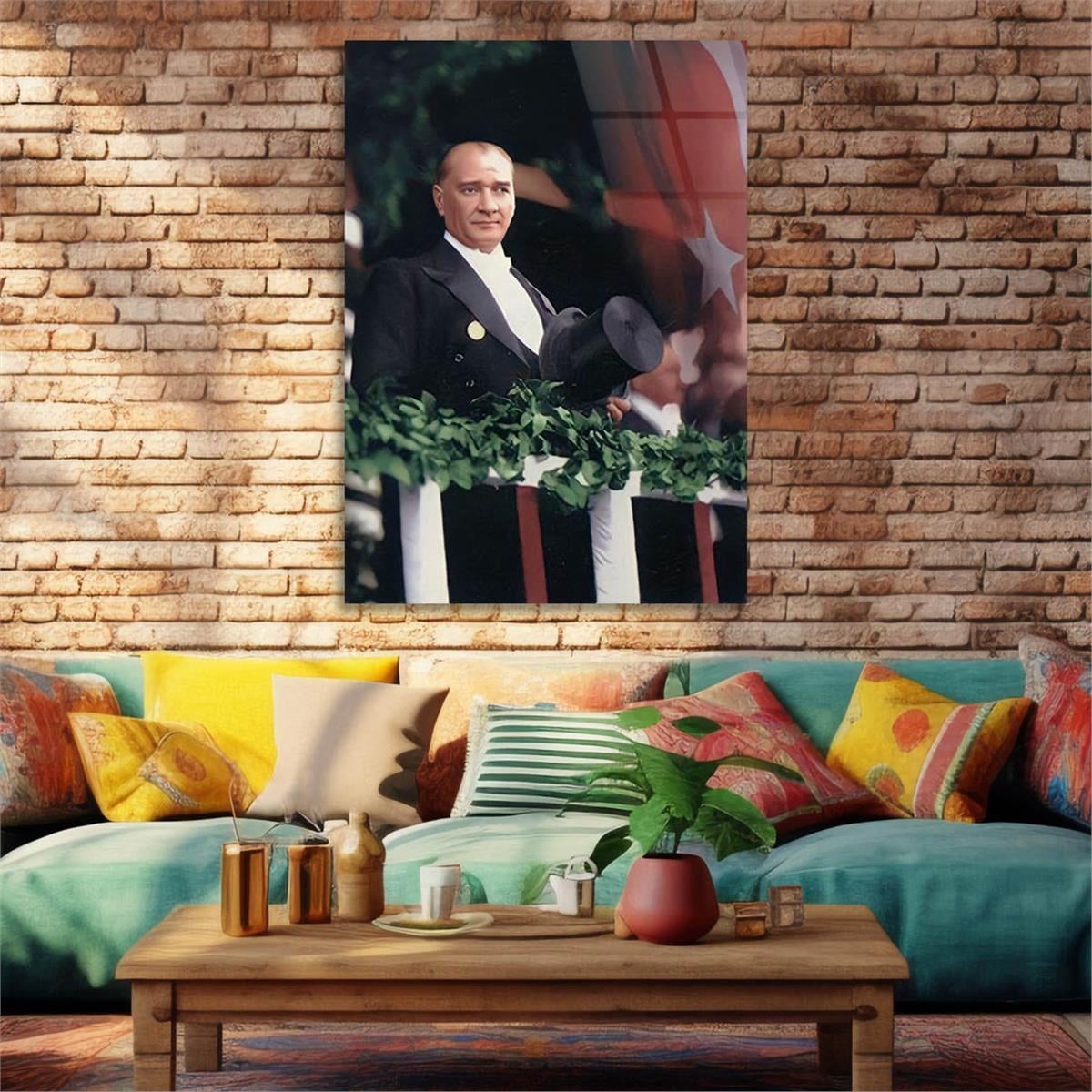 Mustafa Kemal Atatürk Gehard Glasschilderij 