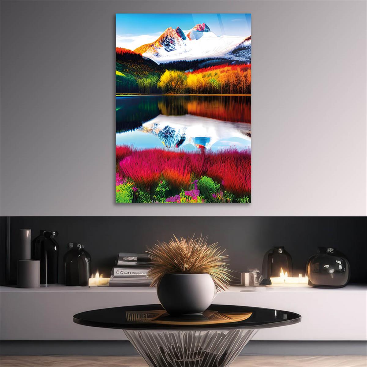 Vertical Tempered Glasss Wall Arts Natured-Themed184