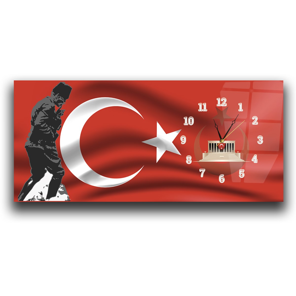 Side-Clock, Homeland-Themed Horizontal Glass Wall Painting 016
