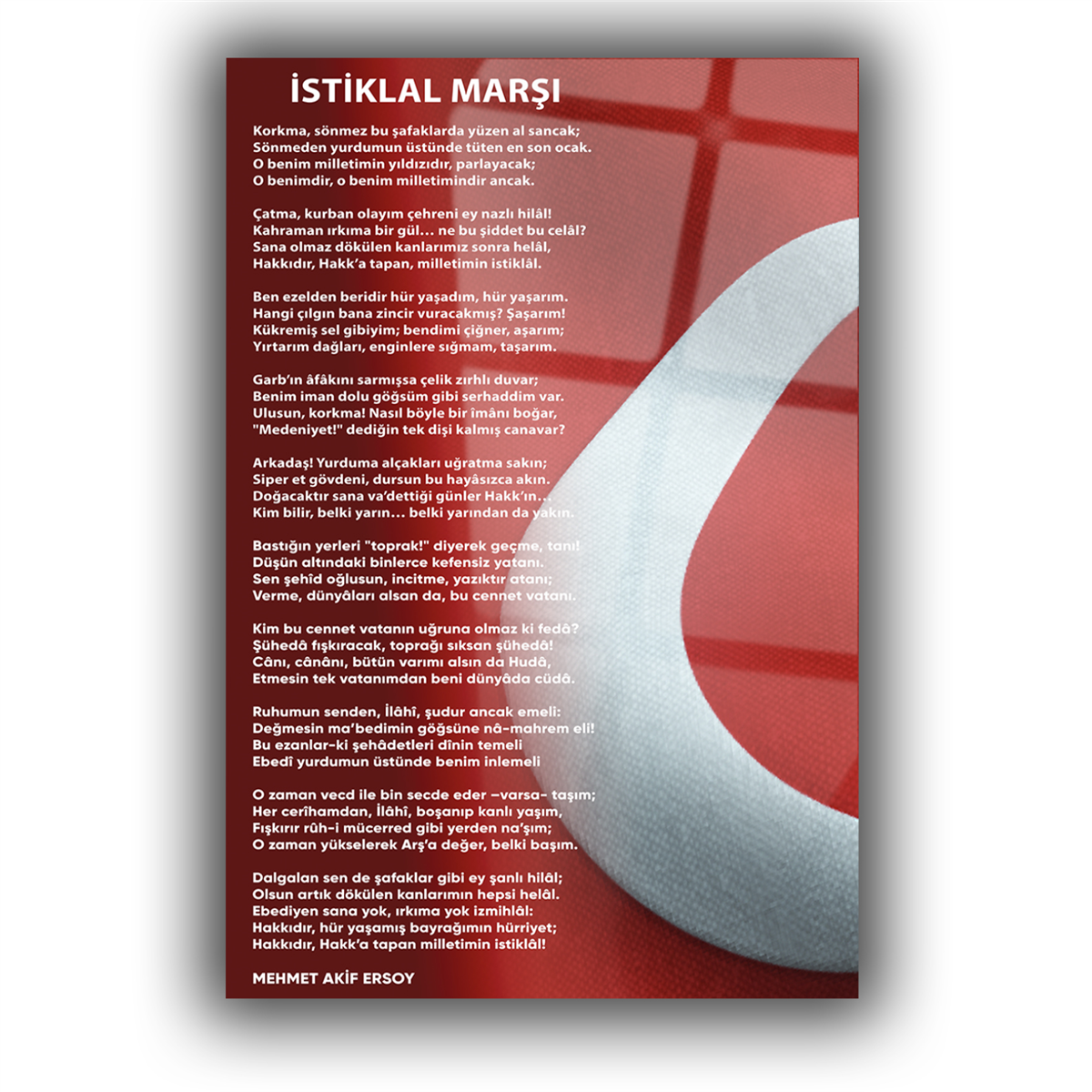 İSTİKLAL MARŞI YAZILI CAM TABLO