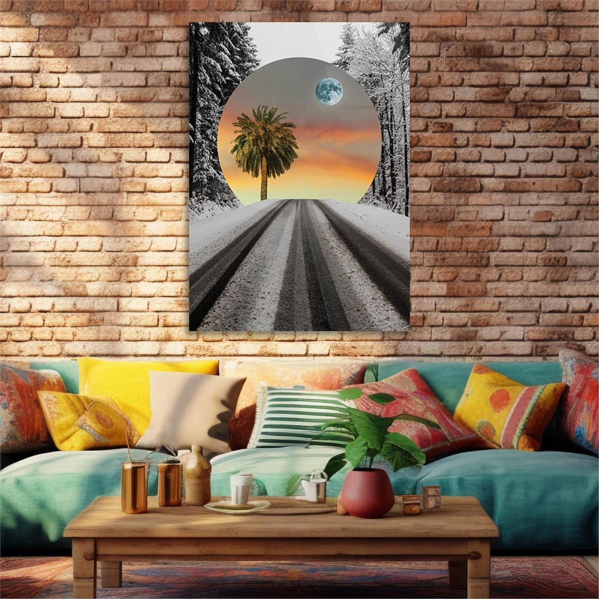 Dikey Sanat Temalı Cam Tablo 305