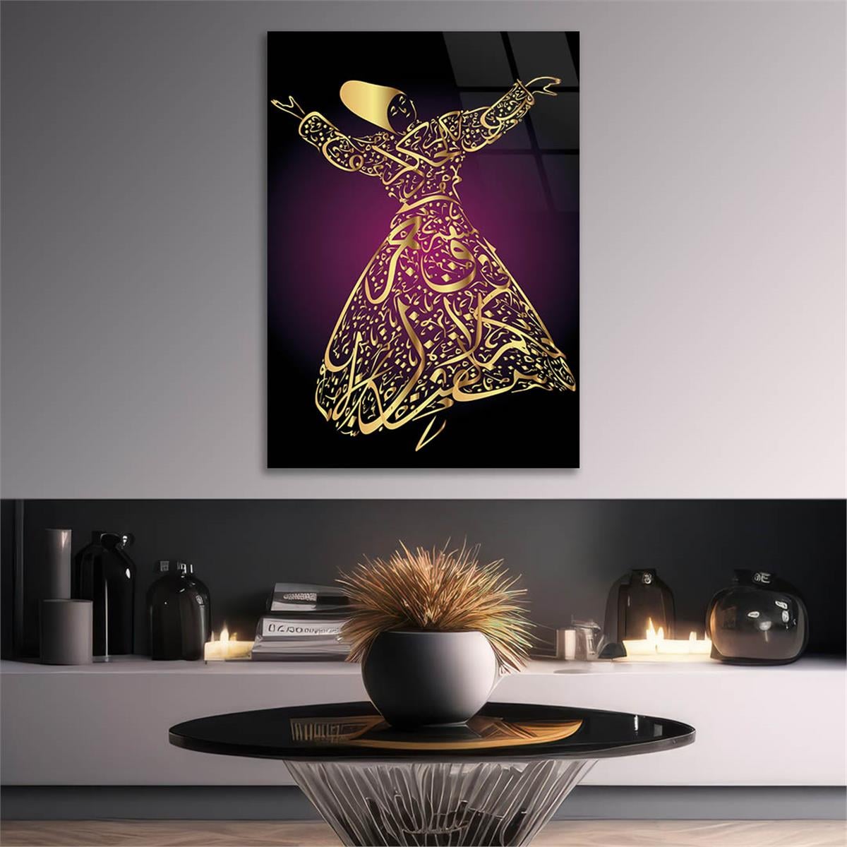 AYETLİ SEMAZEN GÖRSELLİ CAM TABLO