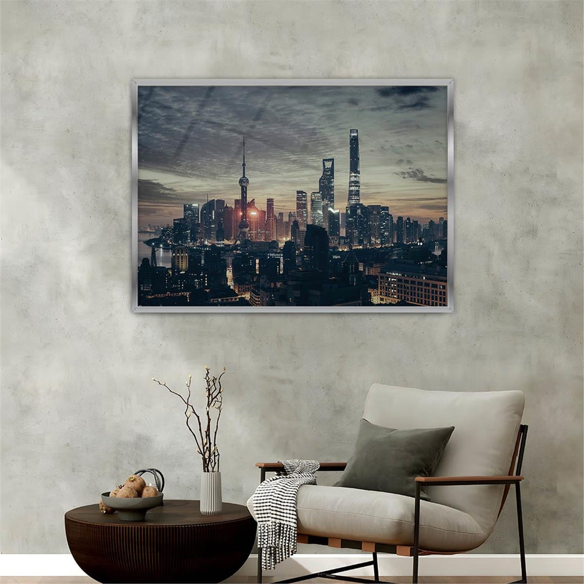 Aluminum-Framed Art-Themed Tempered Glass Wall Art 079