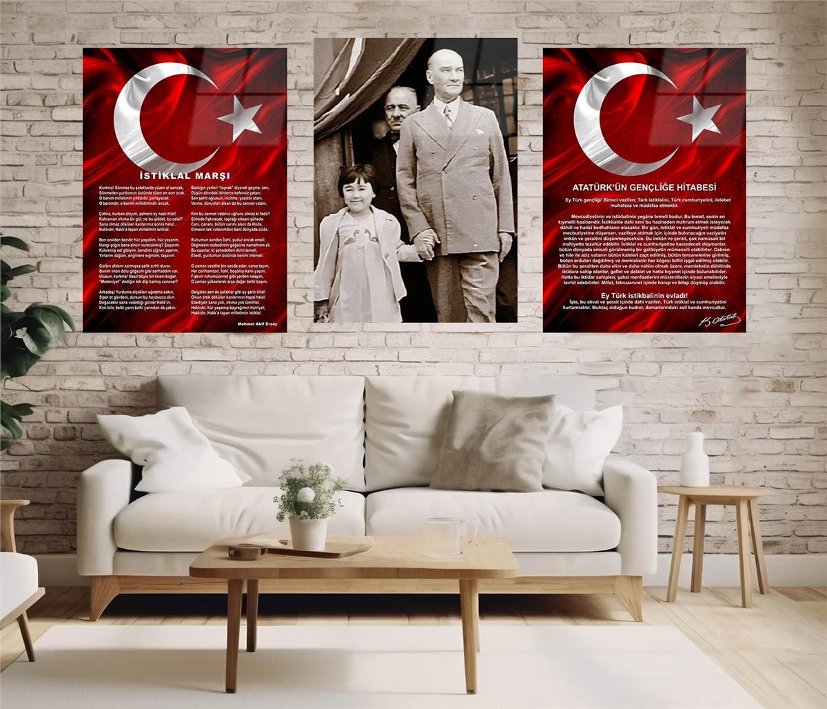  3'lü Set VatanTemalı Cam Tablo 31
