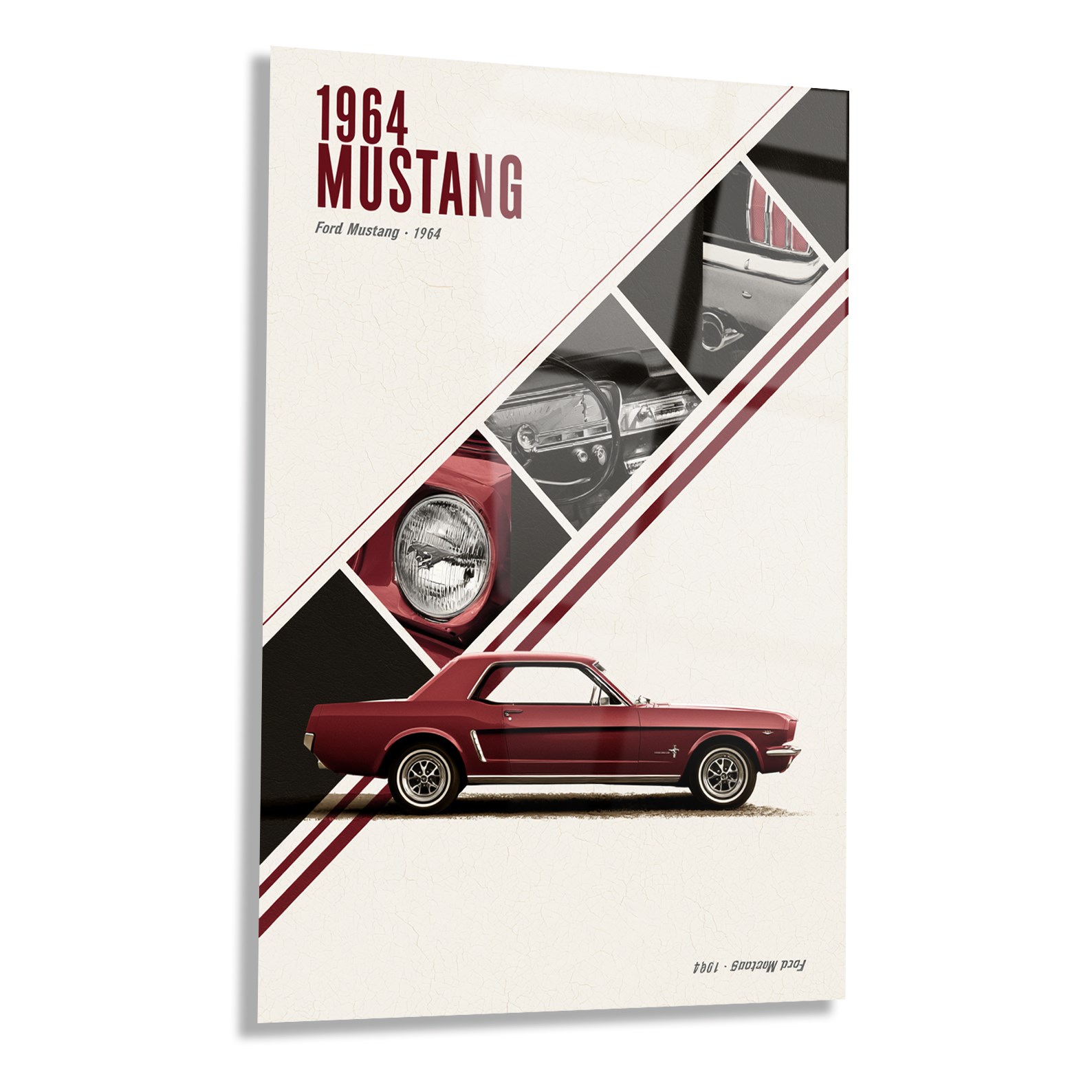 Kırmızı 1964 Ford Mustang Cam Tablo