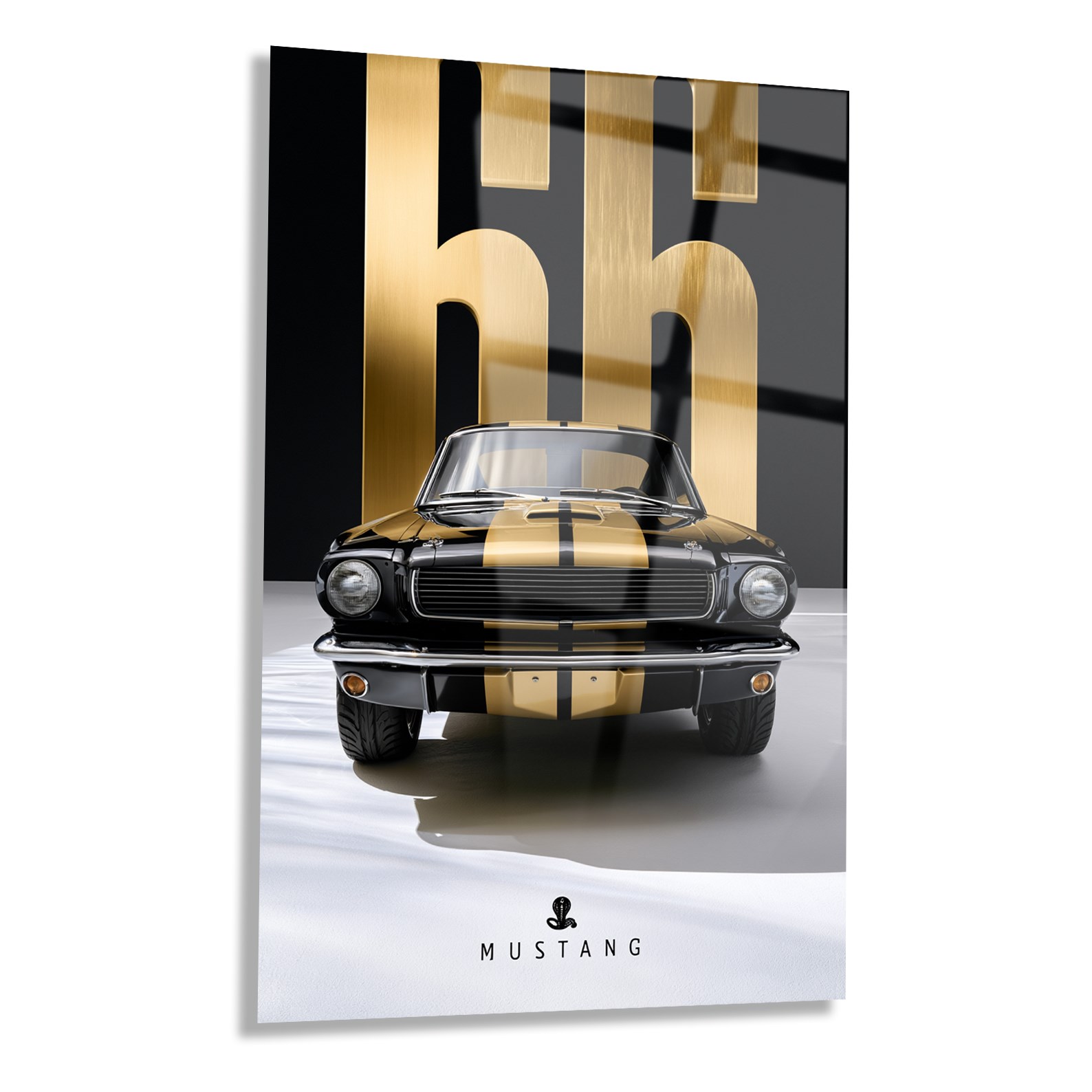 Siyah Gold Klasik Mustang Cam Tablo
