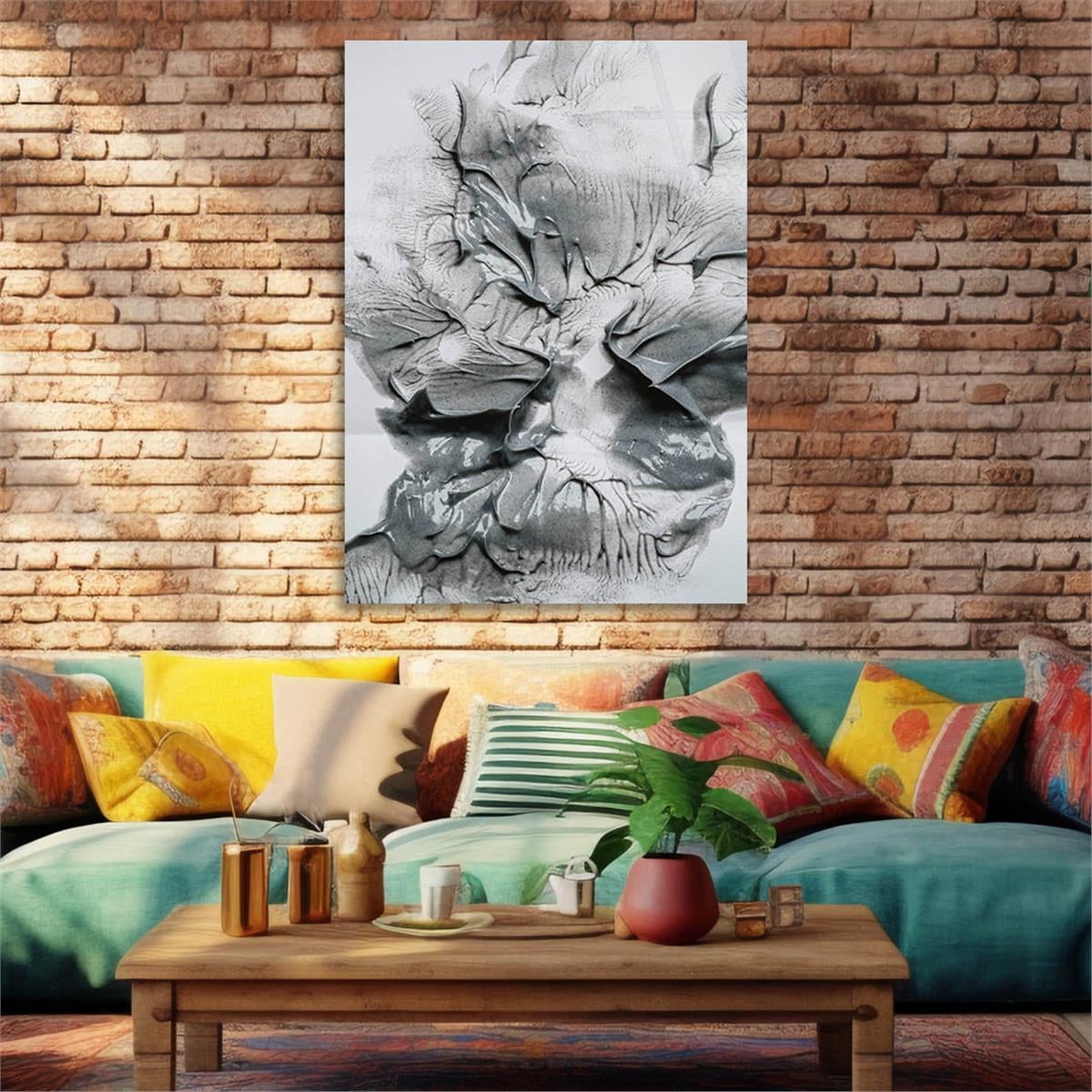 Dikey Sanat Temalı Cam Tablo 575