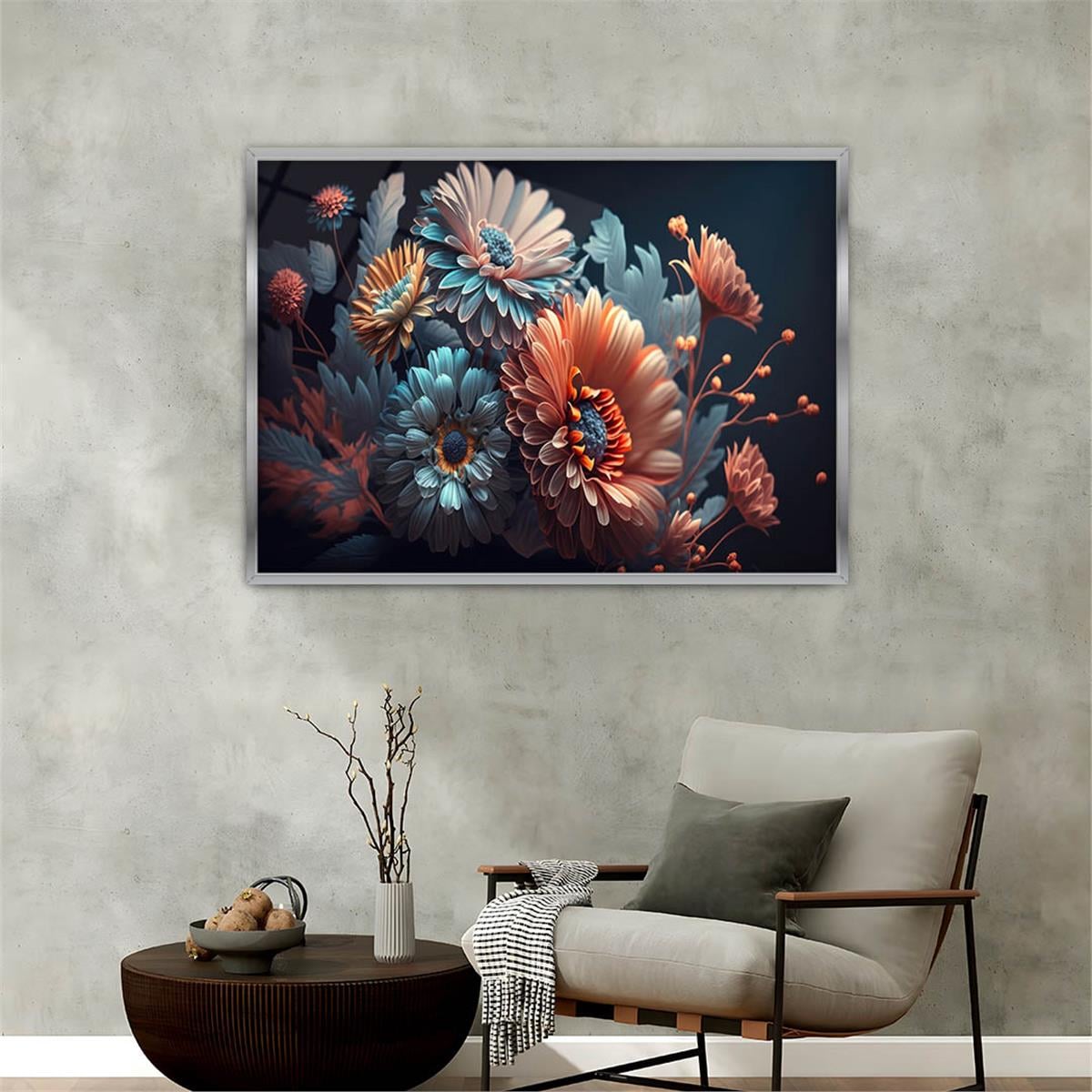 Aluminum-Framed Natured-Themed Tempered Glass Wall Art 036