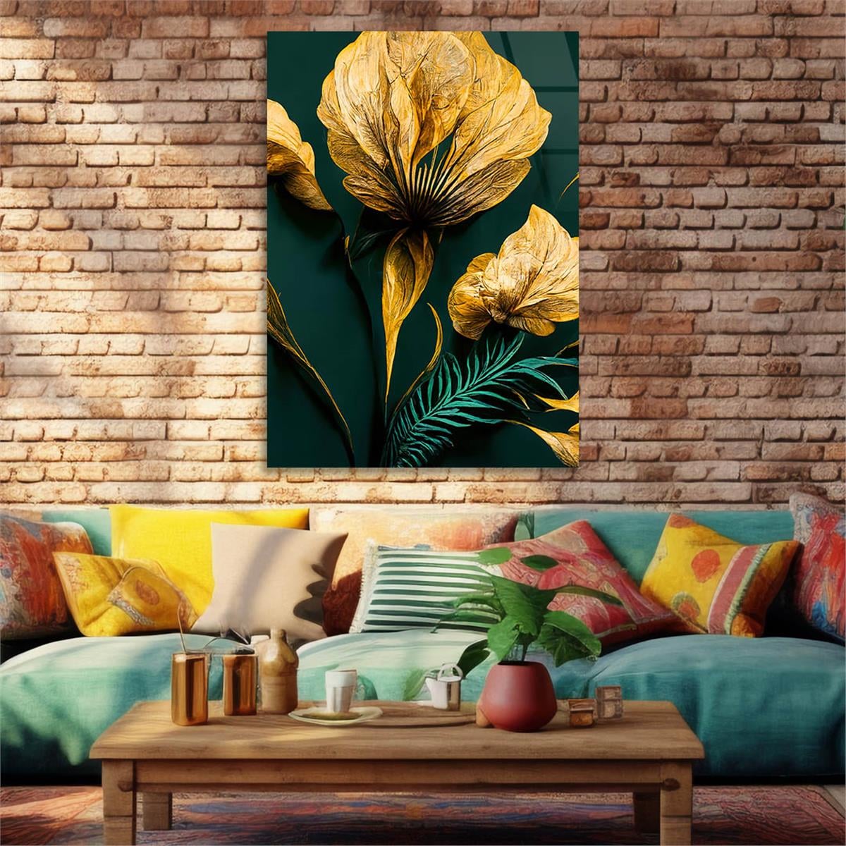 Dikey Sanat Temalı Cam Tablo 462