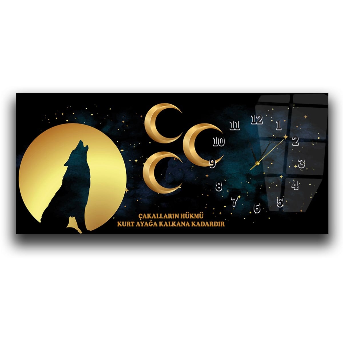 Side-Clock, Homeland-Themed Horizontal Glass Wall Painting 020