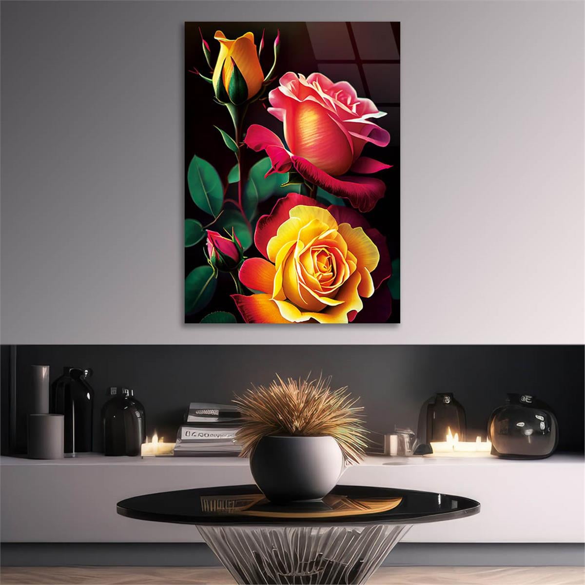 Vertical Tempered Glasss Wall Arts Natured-Themed156