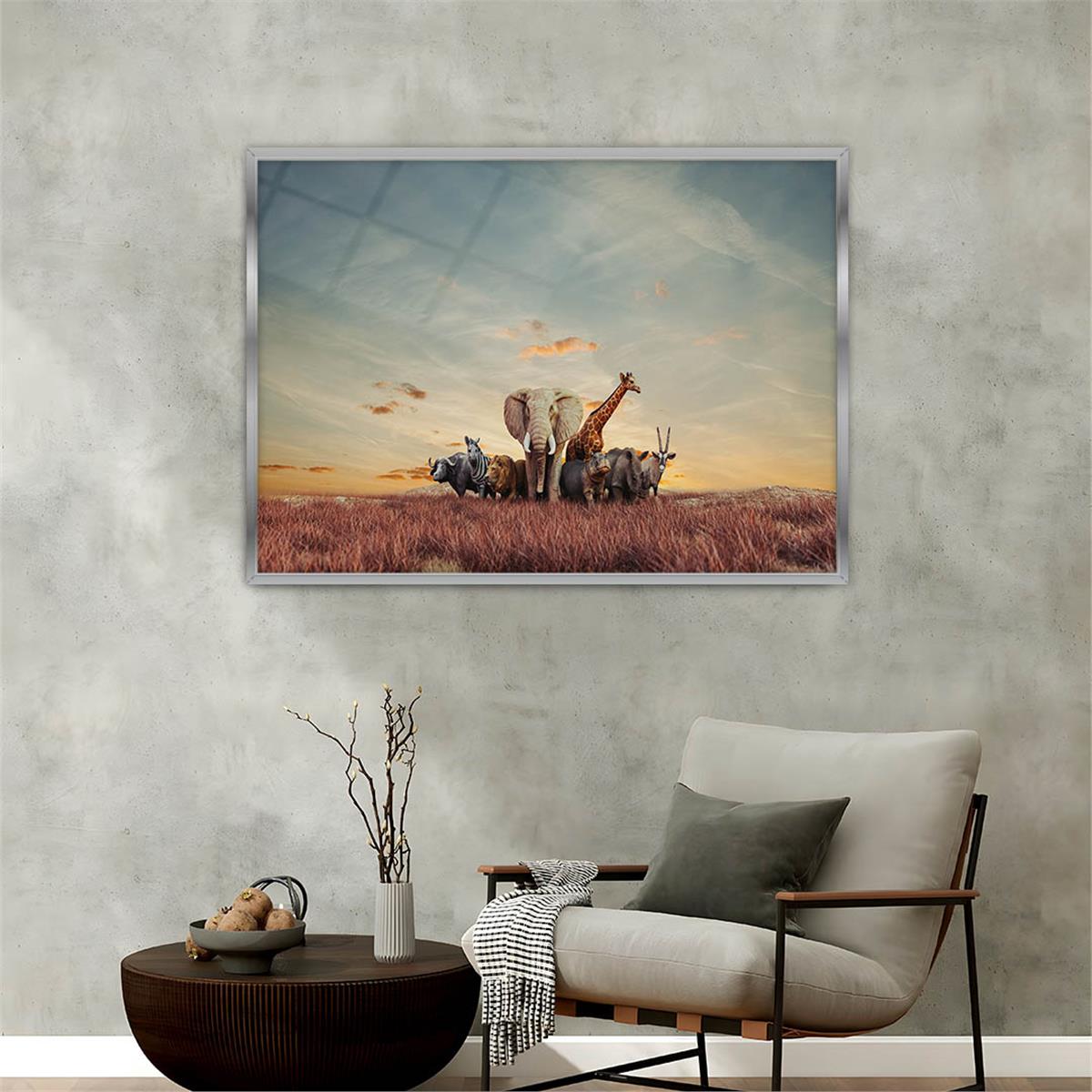 Aluminum-Framed Natured-Themed Tempered Glass Wall Art 180