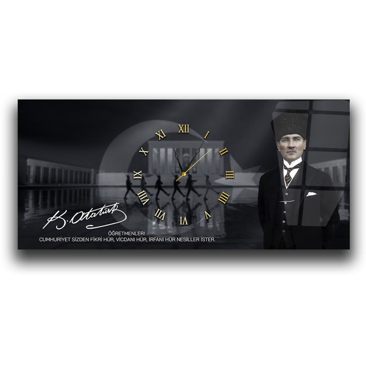 Middle-Clock, Homeland-Themed Horizontal Glass Wall Painting 053