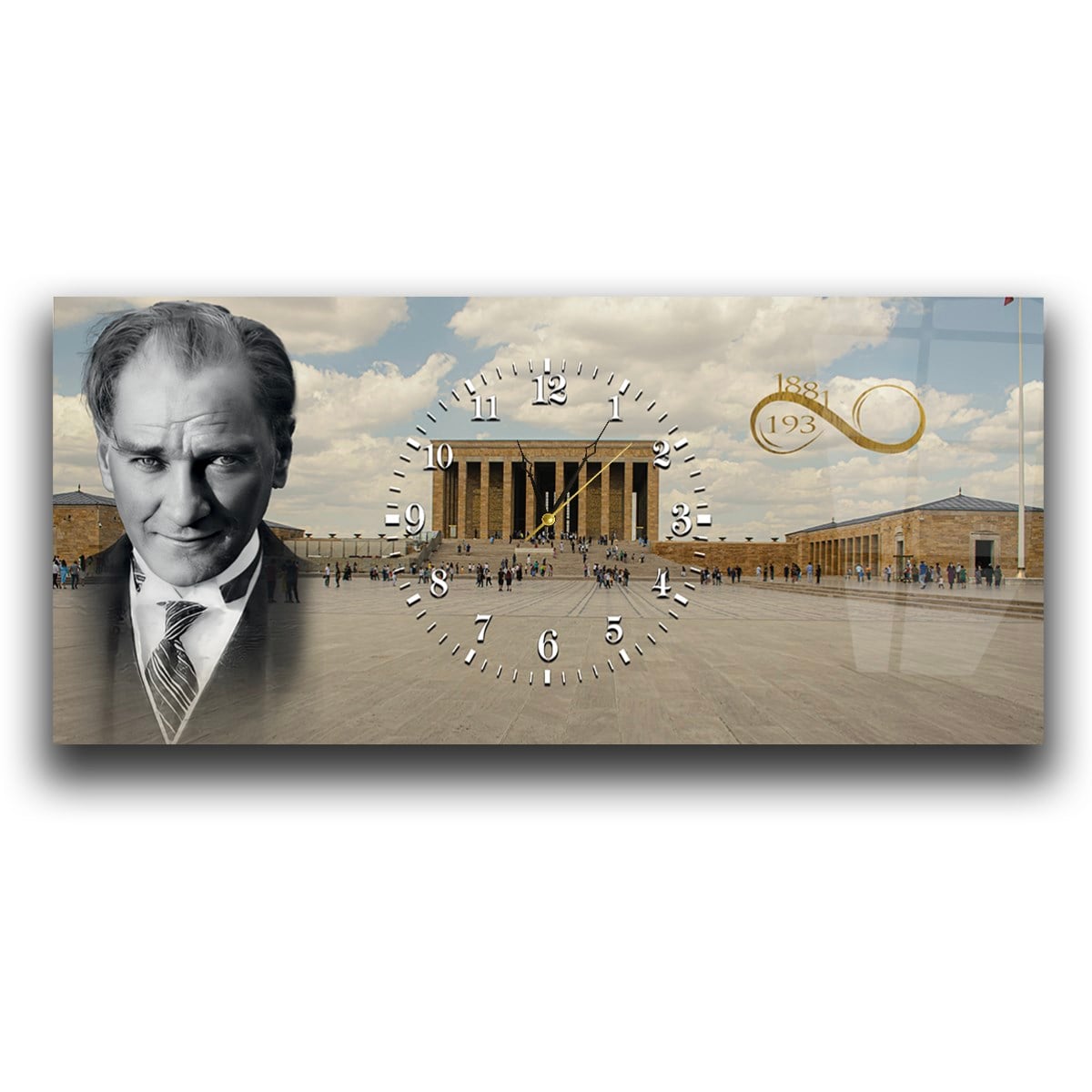 Middle-Clock, Homeland-Themed Horizontal Glass Wall Painting 063