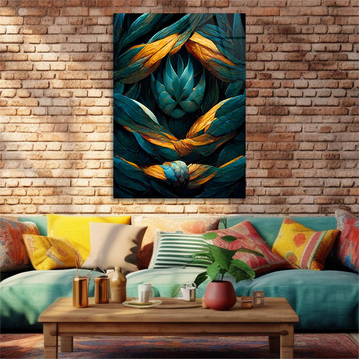 Dikey Sanat Temalı Cam Tablo 521