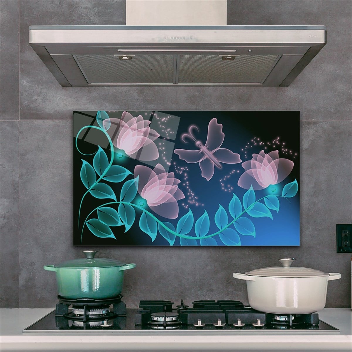 Kitchen Countertop Glass Wall Art (40x70 cm - 15.7 x 27.6 inc)