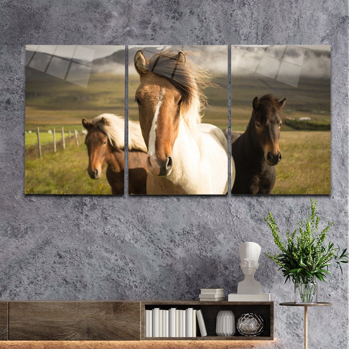 Getemt glasschilderij aan de muur kunstthema