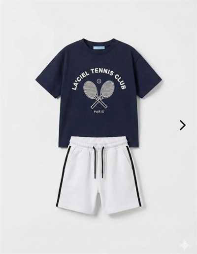 Erkek Çocuk Tenis Şortlu İkili Takım Lacivert