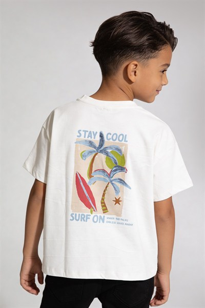 Ön Arka Baskılı Oversize T-shirt Beyaz