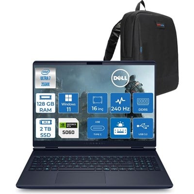 Dell Alienware 16X Aurora Core Ultra 7 255HX Aı 128GB 2tb SSD 8GB/RTX5060 Gddr7 115W 16
