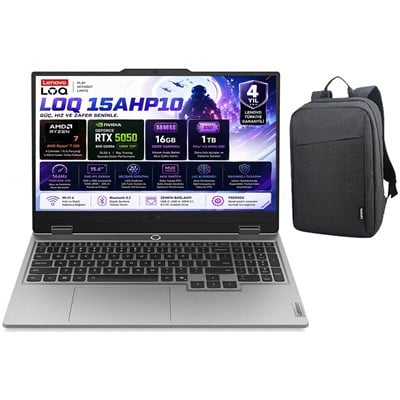 Lenovo Loq 15AHP10 Amd Ryzen 7-250 16GB Ddr5 1tb SSD Rtx 5050 8gb 100W 15.6 Inç Full Hd 144Hz IPS Windows 11 Pro Gaming Laptop (83JG00BMTR) B210 Çanta Hediyeli
